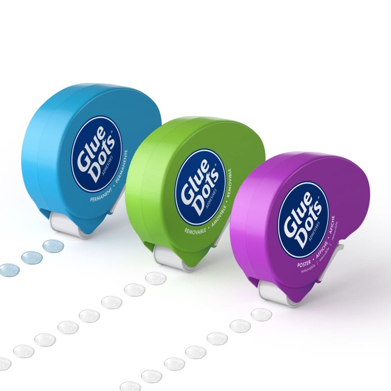 Glue Dots موزع نقاط الغراء دوت ن' غو مع 200 نقطة لاصقة دائمة، ملصقات، ونقاط لاصقة قابلة للإزالة، كل منها 3/8 بوصة - Image 1